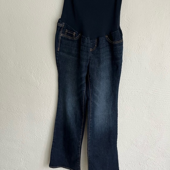 INDIGO Blue Maternity Woman Blue Straight Leg Pockets Jeans, Size Small - Picture 2 of 5
